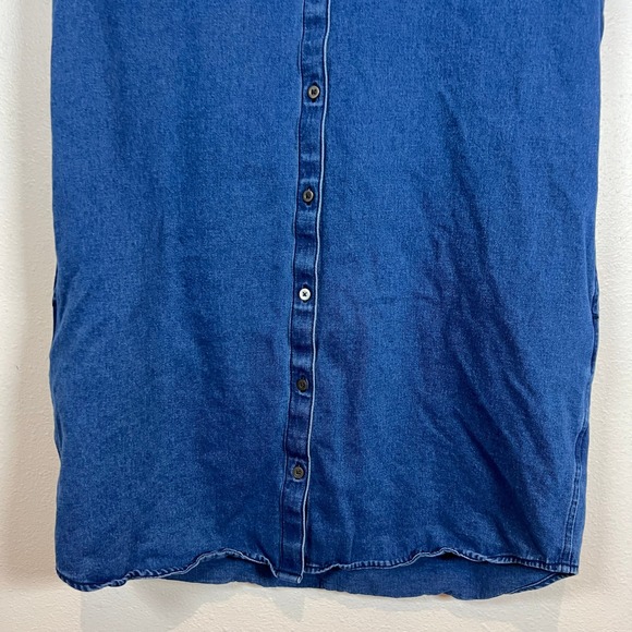 Outerknown Bee Denim Shirt Dress Sz. XS Blue Organic Cotton Button Front Relaxed - Picture 5 of 12